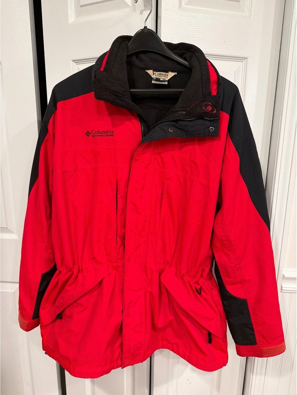 Vintage 90s Columbia Core Interchange Jacket Men's XXL Red Black Ski Parka Coat